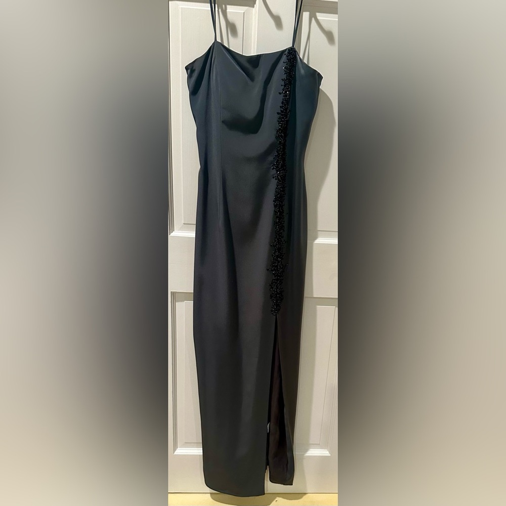 B’zar stunning formal deep gray with sequins split mid thigh